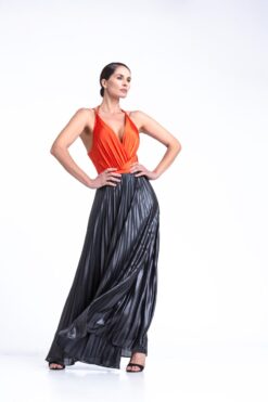 Falda Plisada Soleil Gasa simil Cuero