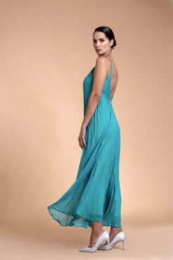 Vestido Plisado Soleil Turquesa