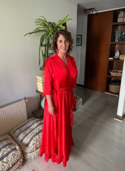 Vestido Seda Cruzado Salmon