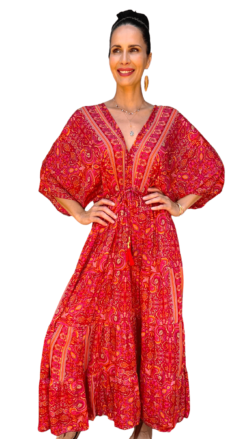 Vestido Seda Indira Rojo