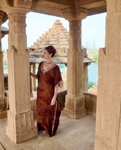 Vestido Kaftan Seda Reciclado Brown