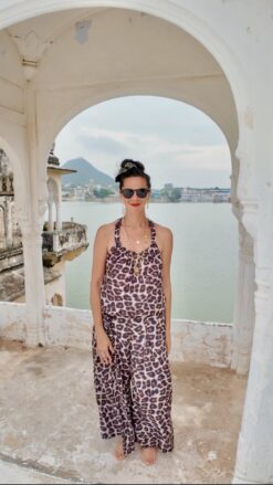 Set de Pantalón Palazzo y Polera Animal Print