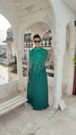 Capa Bordada Garden Turquesa