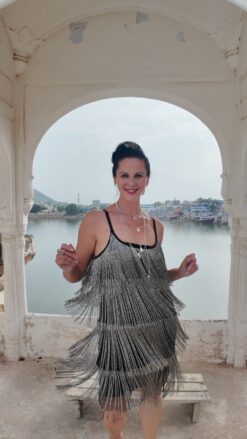 Vestido Flecos Silver